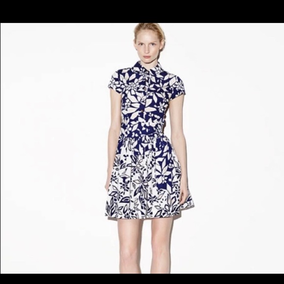 NWT Diane Von Furstenberg Navy Blue Printed Cotton Belted Scarlet - Picture 2 of 8